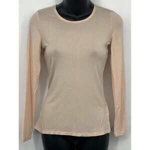 Monoprix Womens Long Sleeve Light Pink Top Size Small Fitted Lightweight NEW